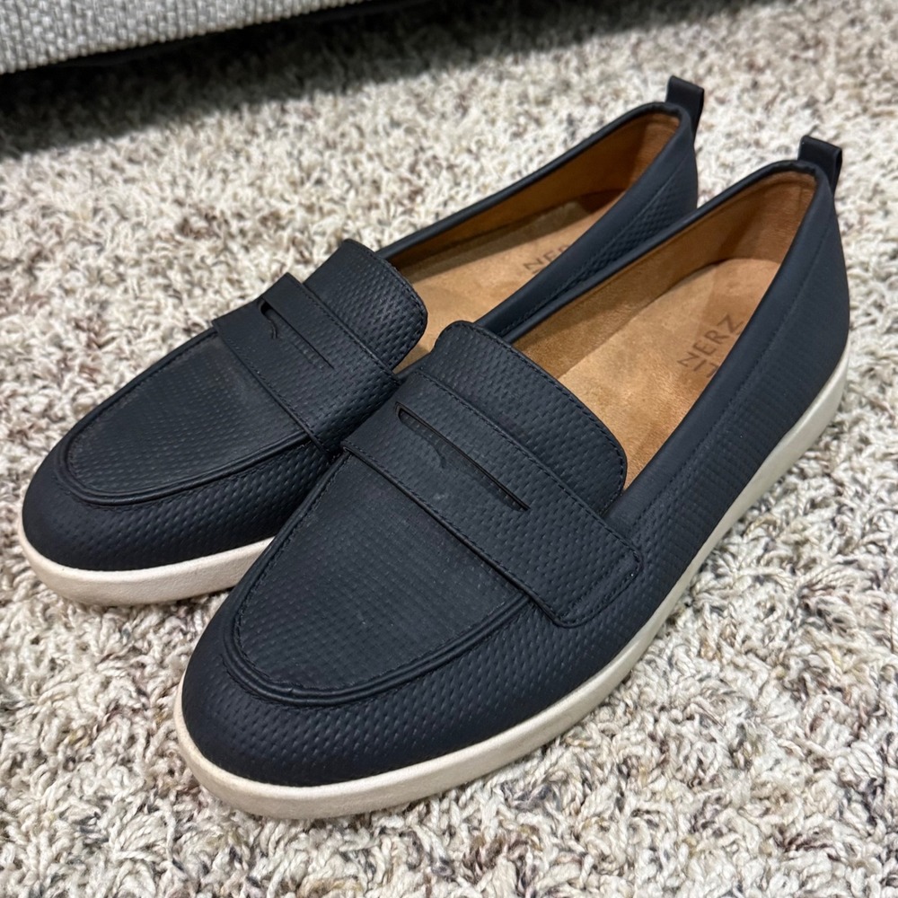 Naturalizer Womens Marianne Penny Loafer Sneakers Navy‎ Blue Textured Size 9.5M